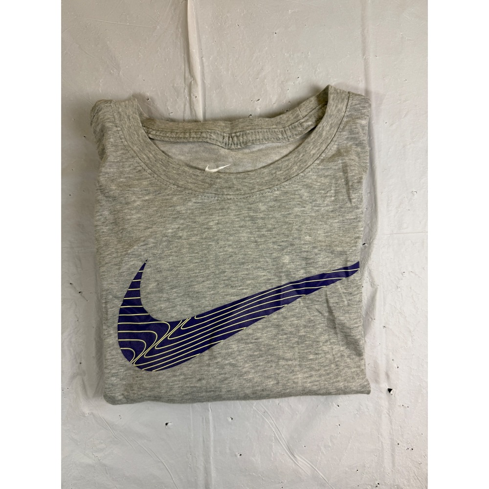 Nike Dri-FIT Mens Large Gray Purple Topographic Swoosh Graphic T-Shirt L